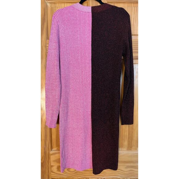 Cocobleu New York Size LG Button Up Knit Pink Red Shimmer Dress NWT - Picture 2 of 7
